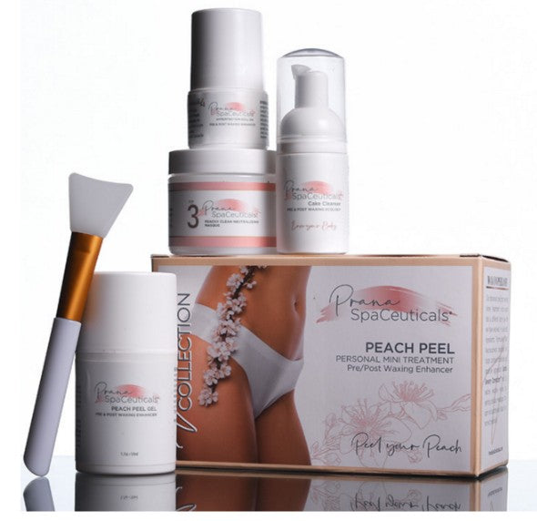 Dermastart Prana SpaCeuticals Peach Peel Kit – Pre/Post Waxing Intimate Mini Peel, 4-Piece, 7–9 Treatments