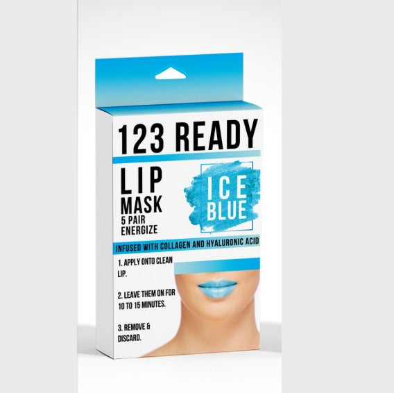 ZAQ 123 Ready Ice Blue Energize Gel Lip Patches – 5‑Pack Hydrogel Lip Masks