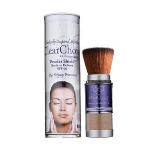 Dermastart ClearChoice Powder Shield SPF 30 Rich – Brush-On Mineral Sunscreen, Rich Shade, 0.28 oz