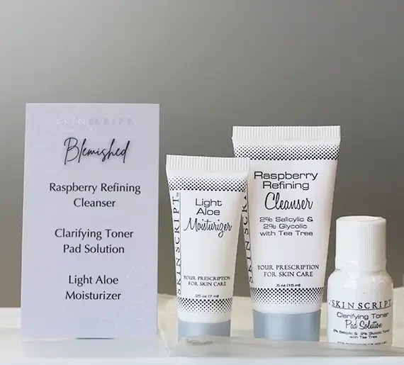 Skin Script Blemished Skin Sample Kit – Clarifying Travel Set, 3‑Piece 0.5–0.25 oz Samples